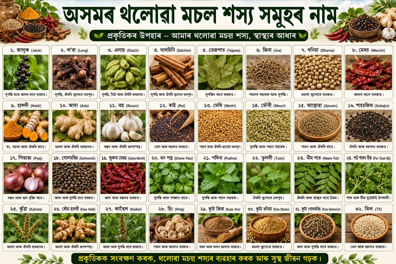 জৈৱিকভাবে থলোৱা মছলা জাতীয় শস্যৰ খেতি আৰু বানিজ্যিকৰন